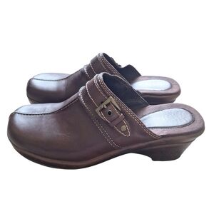 Vintage Nickels Brown Leather Clogs Mules Comfort Shoes Size 8.5